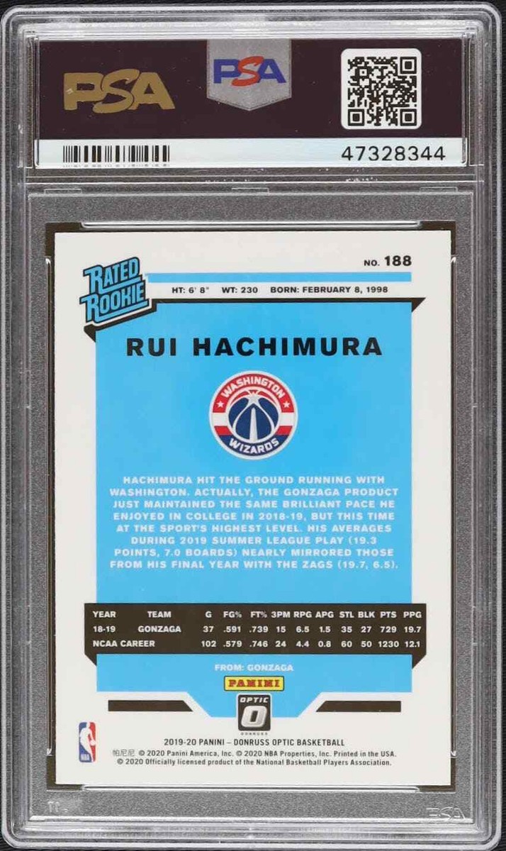 2019 Donruss Optic Rui Hachimura #188 PSA 10 Rookie RC | eBay
