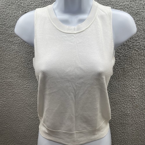 Top canotta Saks Fifth Ave donna vestiti veri taglia S bianco senza maniche vintage - Foto 2 di 10