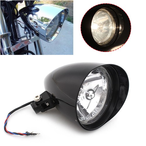 Universal 10MM Motorcycle 6" LED Hi/Lo Headlight For Harley Chopper Bobber Black