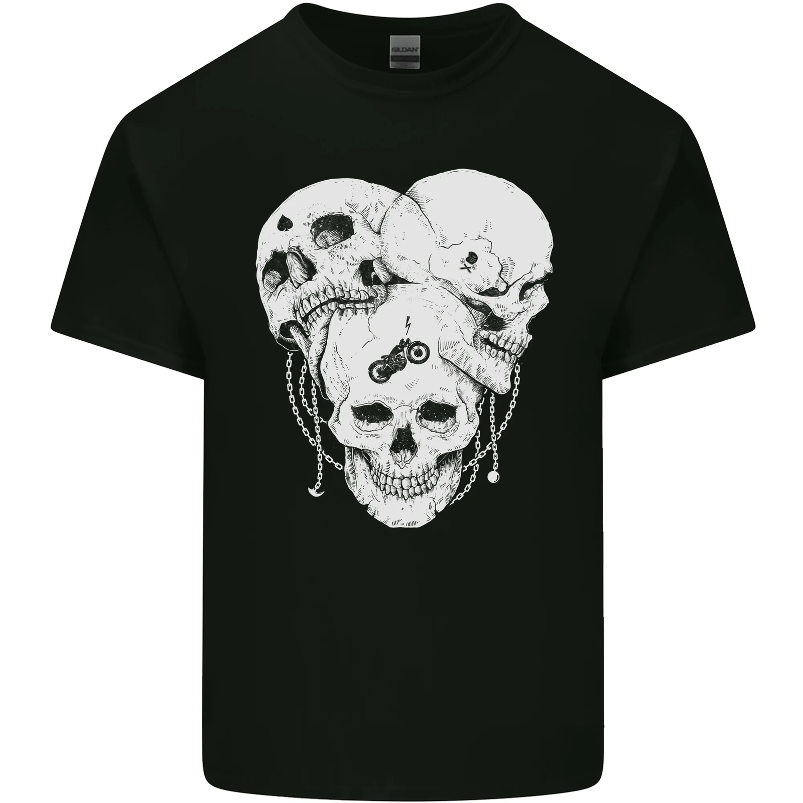 3 Skulls Gothic Heavy Metal Biker Demon Mens Cotton T-Shirt Tee Top