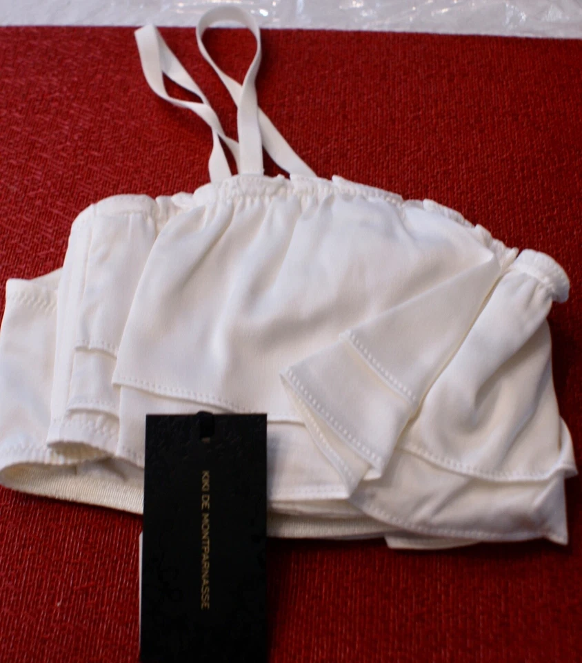KIKI DE MONTPARNASSE White Ruffle Convertible  silk bra Medium NEW $285 - Image 3 of 4