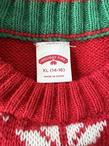 Christmas Ugly sweater Llama with shades red holiday time unisex XL 14-16 - Picture 3 of 6