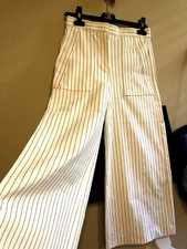 ANN TAYLOR WHITE WITH STRIPED COTTON  PANTS POCKETS CASUAL/CLASSY