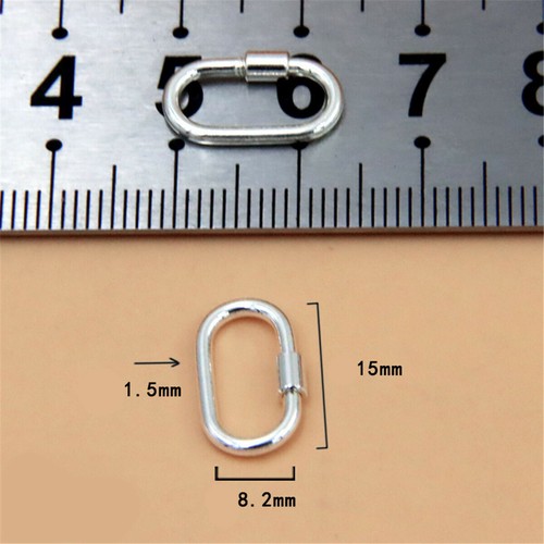 Silver Oval Screw Clasp Carabiner Lock Connectors for Bracelet Necklace Findings - Picture 2 of 9