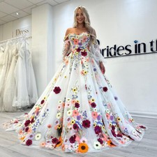 A-line Sweetheart Wedding Dresses Court Train Zipper Off Shoulder Bridal Gowns