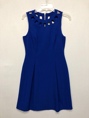 Eliza J Women Sleeveless Cocktail Party Sheath Dress Size Blue
