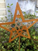 Topfstecker Stern Jak, Rost-Goldglitzer Advent Figur Dekoration Metall Winter