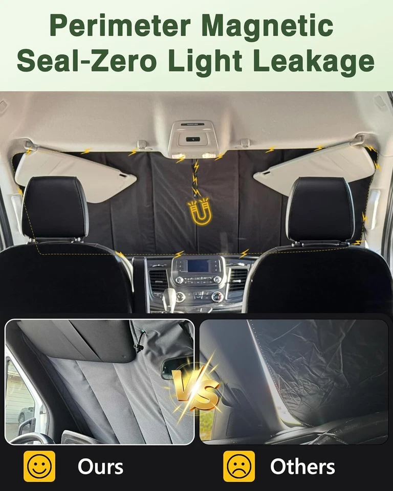 Insulated Magnetic Front Windshield Cover for Mercedes-Benz Sprinter 2007-2024 - Image 2 of 4