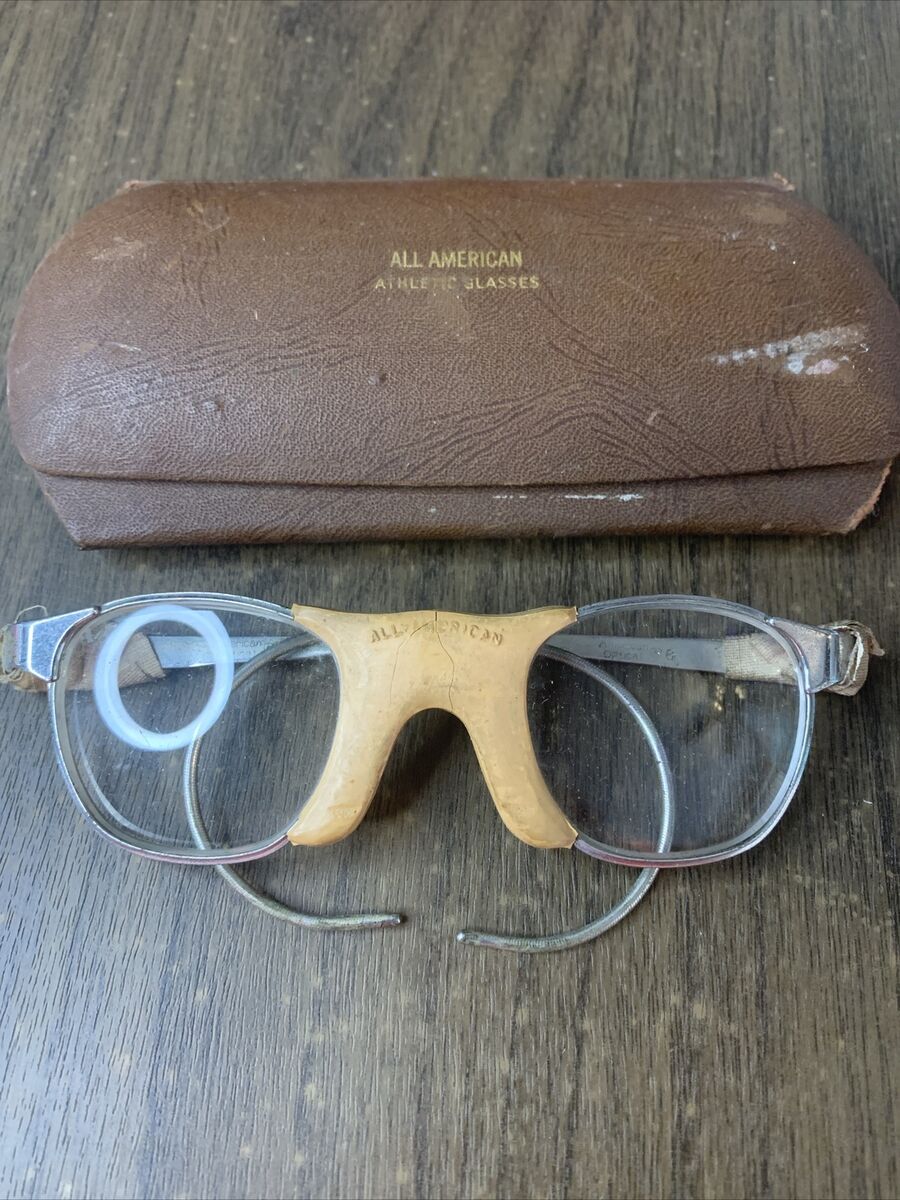 Vintage All American Athletic Sports Glasses w Case Optical Vintage All American Athletic Sports Glasses w Case Optical