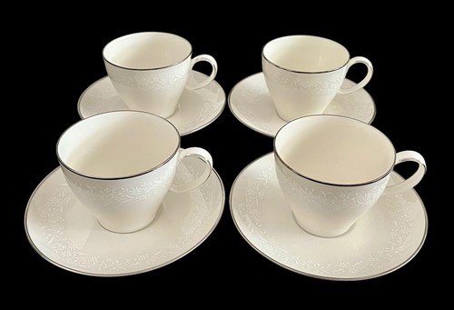 Set Of 4 Vintage Noritake Lorelei 7541 Ivory China Cup & Saucer Set Excellent - Picture 2 of 16