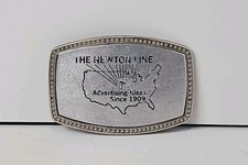 Vtg Metal Newton Line Belt Buckle Advertising Promotional Country Western Wear