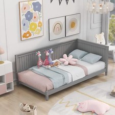 Sofá cama de madera con cabecero y aparador, marco de sofá cama bajo con listones de madera