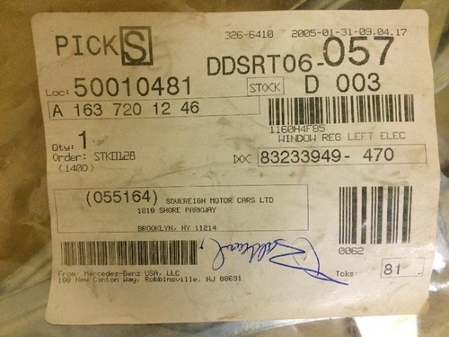 2001-2005 MERCEDES BENZ ML320 430 RIGHT FRONT WINDOW REGULATOR 1637201246 OEM - Bild 2 von 4