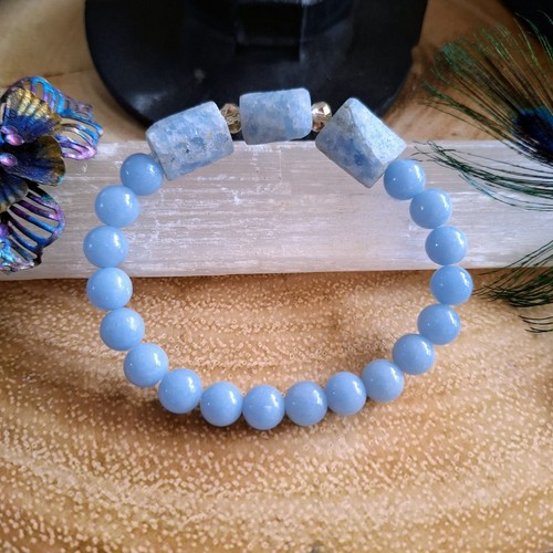 Celestite Roh und Angelit Armband Kristall Heilung Geschenk für Sie Schmuck - Bild 9 von 12
