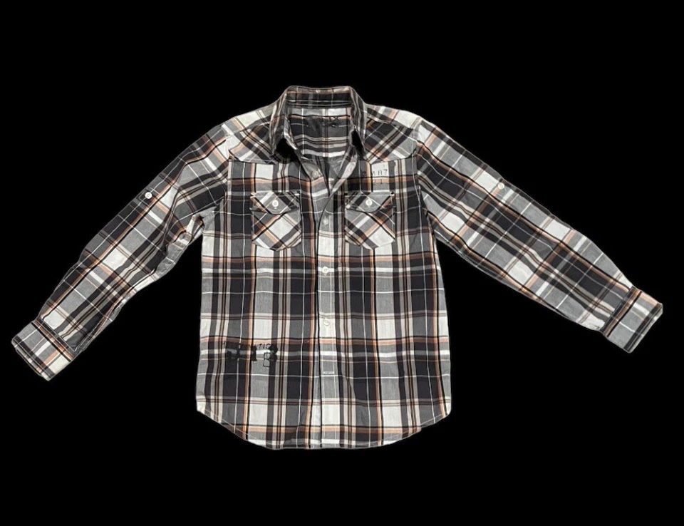 Camisa a Cuadros Mediana HELIX Skater Gráfica Manga Larga Con Botones Niños Foto 3 de 4