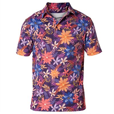 Royal and Awesome Golf Poloshirt Herren Lila Blumen Performance Golf Oberteil S-XXL