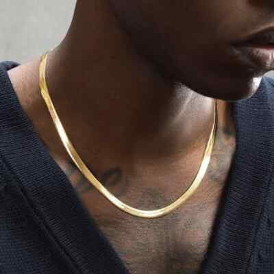 #ad #ad 10K Solid Yellow Gold 5.5mm Flat Snake Chain Necklace 20quot; $135.99