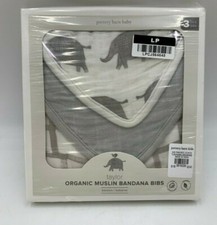 Pottery Barn Taylor Organic Muslin Bandana Bib Set Elephant Gray Unisex 9980N