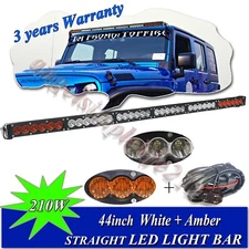 44 Inch Led Light Bar White Amber Strobe Combo Offroad 4WD Truck Driving Lamp 46