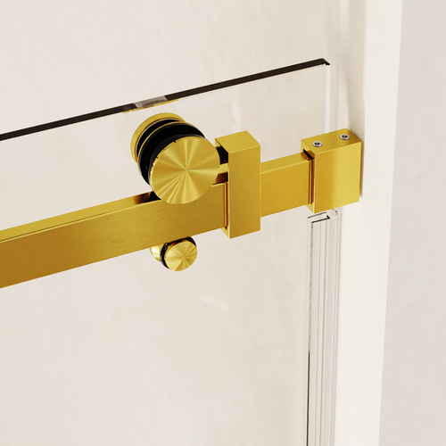 46-48x76"Single Sliding Shower Door 5/16"Tempered Glass Reversible Brushed Gold - Picture 7 of 7