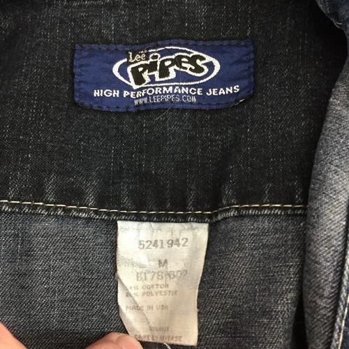 Vintage Denim Lee Pipes BMX Trucker Jacket Boys Size Medium Blue Y2K USA Made - Picture 9 of 10