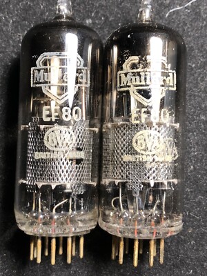 Mullard EF80/6BX6 Gold Pins Mesh Plate Square Getter NOS NIB Matched Pair Rare