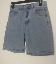 SHEIN Women s Junior s High Waisted Denim Bermuda Shorts Light Wash Size XSmall