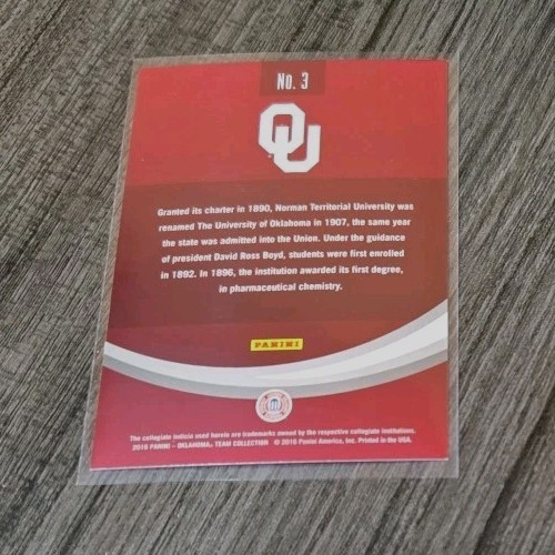 2016 Panini Team Collection Oklahoma Sooners Collegiate Established 1890 Base #3 - Picture 2 of 2