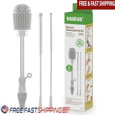 3-Pack Silicone Baby Bottle Cleaning Brushes Multi-Purpose Soft Scrubbers New