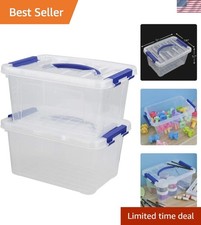 6 Quart Lockable Plastic Bins with Clip-On Lid - Ideal for Crafts Storage
