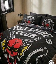 Stranger Things Hell Fire Club Easycare Duvet Cover Set Brand New S/D/ K