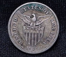US/Philippine 1913-S Twenty Centavos Semi-Key Date Ungraded
