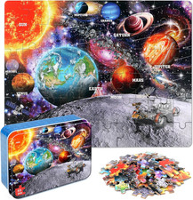 Puzzles for Kids Ages 4-6, Space 60 Piece Puzzles for Kids Ages 3-5 in a Metal B