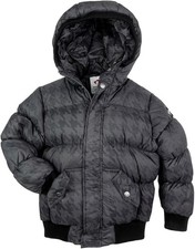 Appaman Puffy Puffer Boys Hooded Down Jacket Coat Houndstooth Charcoal Gray 6