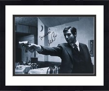 Framed Al Pacino Signed Godfather 16x20 Black & White Holding Gun Photo w/Insc