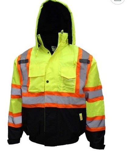 RK Industries ANSI Class 3 High Visibility Bomber Safety Work Jacket Size Small