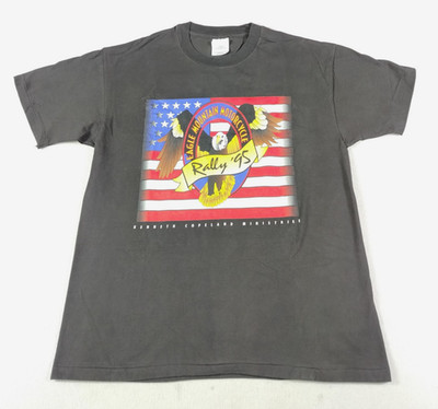 Vintage Hanes Beefy T Shirt Mens Large Black Eagle Mountain Motorcycle 95 Rally