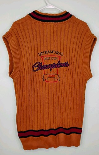 VSTR Cable Knit Sweater Vest Varsity Champions Mens XXL 2XL Orange