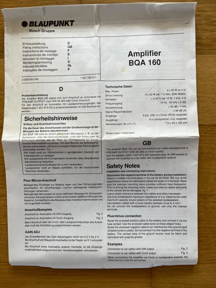 Original Blaupunkt Verstärker BQA 160 Quadro Amplifier 7607782511 - Bild 2 von 4