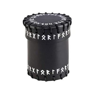 Q Workshop Runic Black Leather Dice Cup Plastic Standard Functional Painted