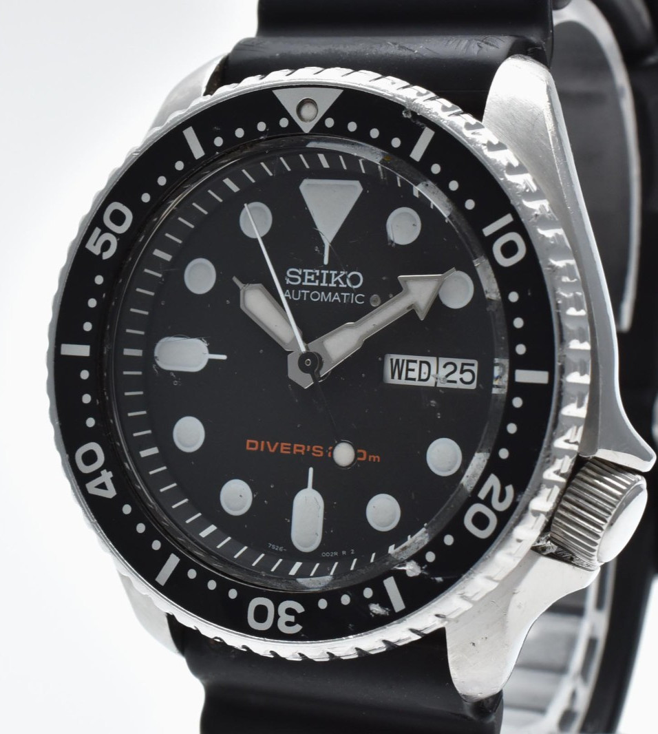 [Exc+5] SEIKO 7S26-0020 SKX007 42mm Divers Black Boy Day/Date AT Men's Watch