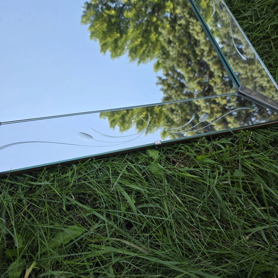 "Par grande de espejos retrovisores venecianos vintage emparejados 31" X 41"" cola de gato" Foto 4 de 4