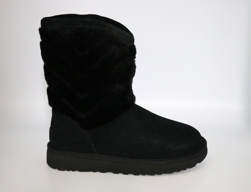 UGG Tania Genuine Shearling Suede Women's Boots Black Size US 6 EU 37 Brand New