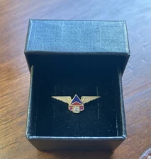 Delta Air Lines 25 Year 10K Gold Award Service Pin with 1 Diamond and 2 Rubies