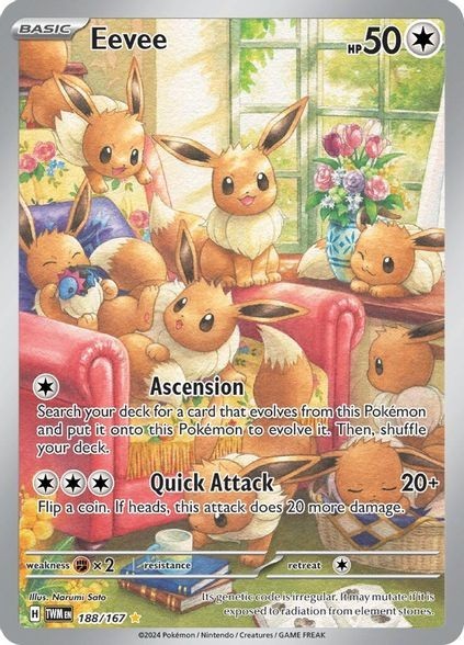 Eevee - 188/167 - Pokemon Twilight Masquerade Illustration Rare NM