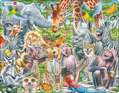 African Animals Selfie 43 Piece Tray Jigsaw Puzzle Larsen New