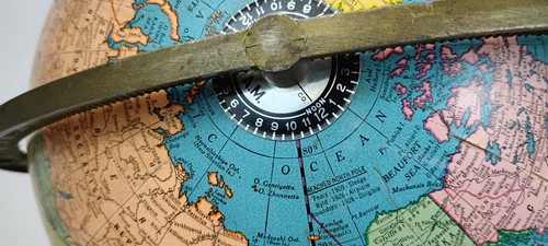 1950s Crams 12" Imperial World Globe On Brass Tone Metal Rim No Stand Tanganyika - Picture 16 of 18