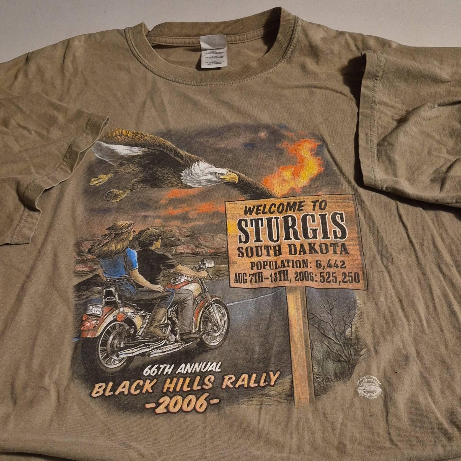 y2k vintage Gildan Ultra Cotton Sturgis 2006 Brown Graphic Men's T-Shirt 2XL