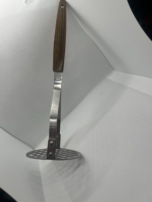 Vintage Regent Stainless Japan Potato Masher - MCM Faux Wood Handle - Solid!