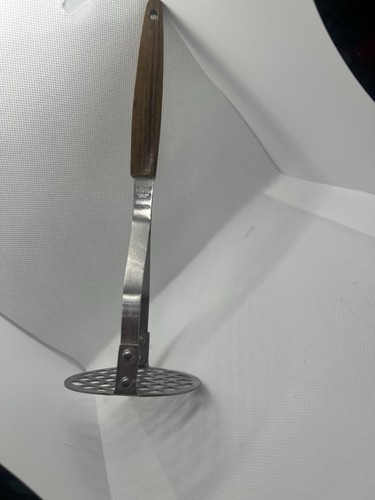 Vintage Regent Stainless Japan Potato Masher - MCM Faux Wood Handle - Solid!